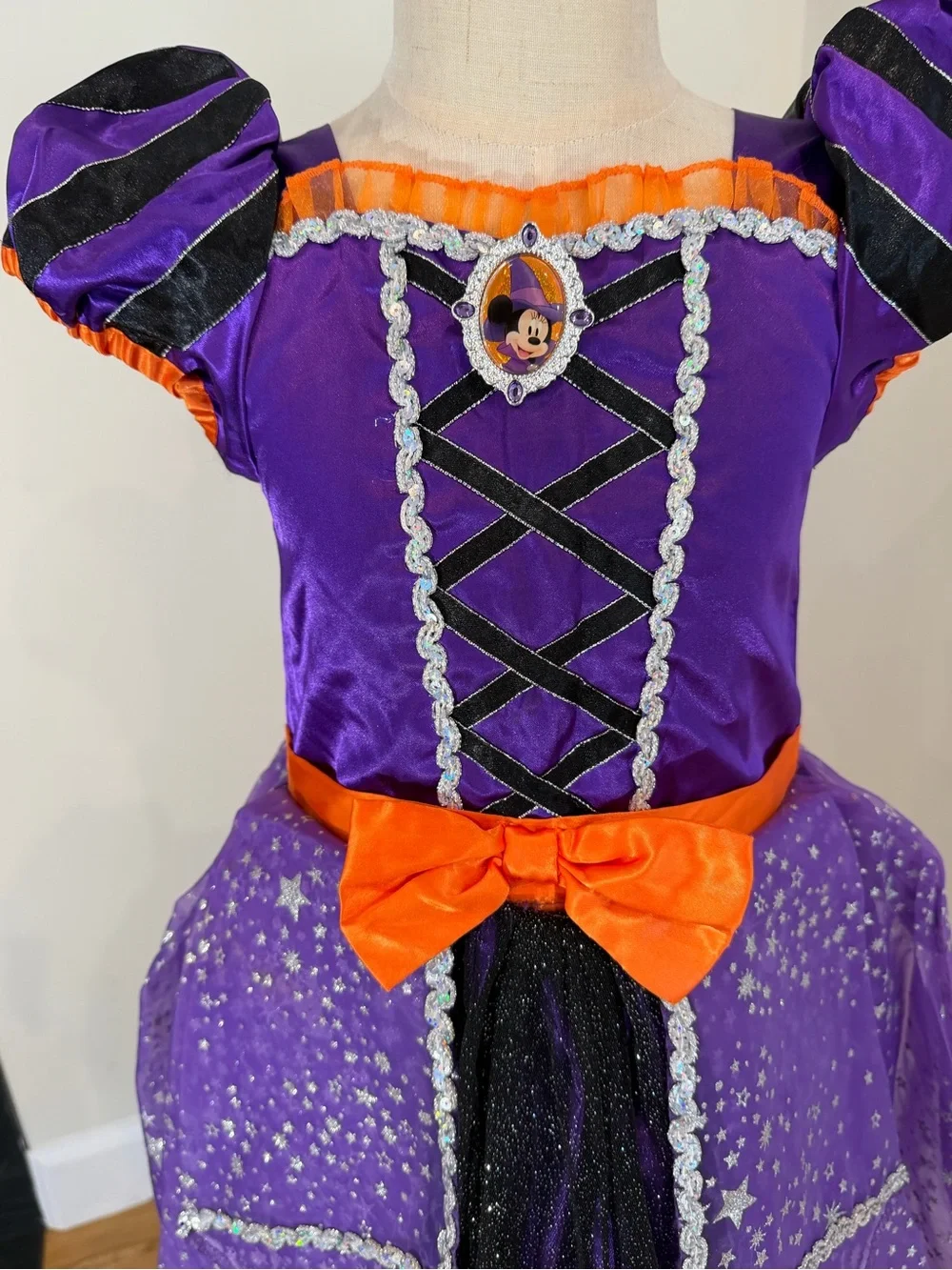 Disney Minnie Mouse Halloween Costume Dress Girls Size 5/6 Purple Witch Dress - Picture 4 of 6